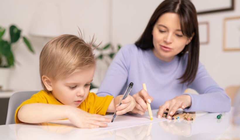 Drawing with little son