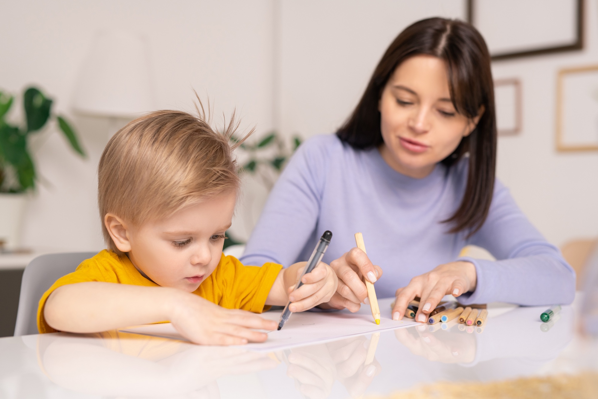 Drawing with little son