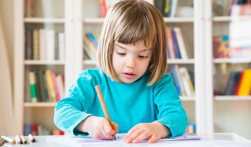 Little girl drawing