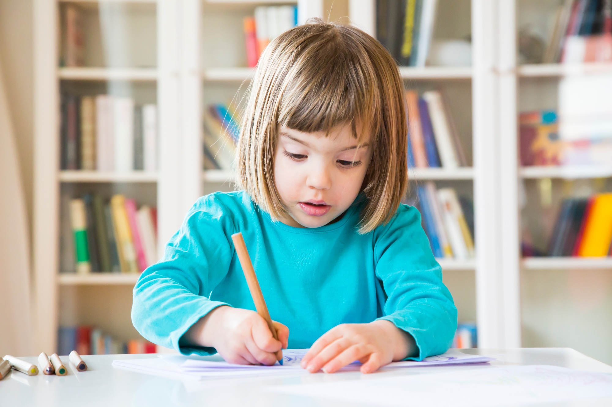 Little girl drawing