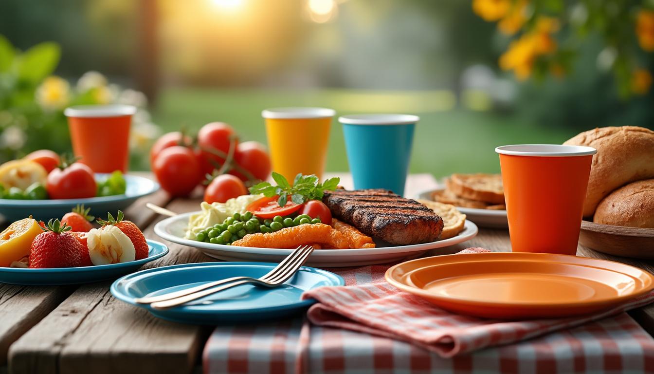 apportez une touche de couleur et de modernité à vos barbecues grâce à notre vaisselle jetable tendance, pratique et élégante pour toutes vos soirées en plein air.