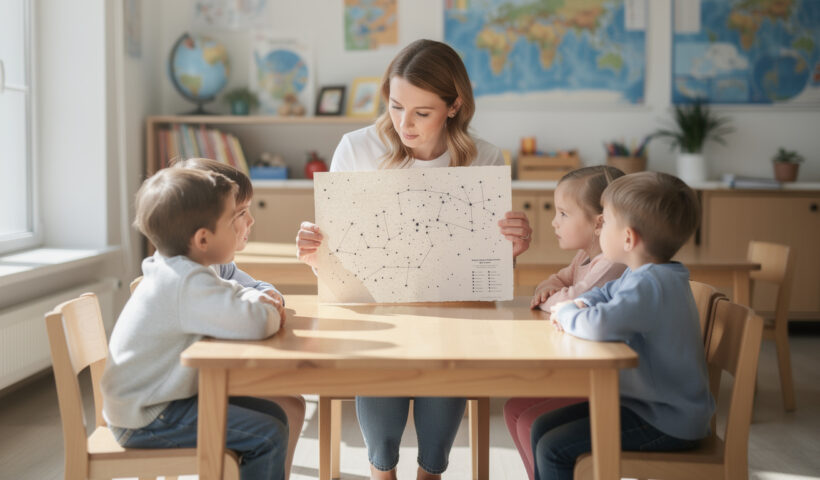 découvrez comment utiliser une carte de constellation en maternelle pour initier les jeunes élèves à la géographie de manière ludique et interactive.