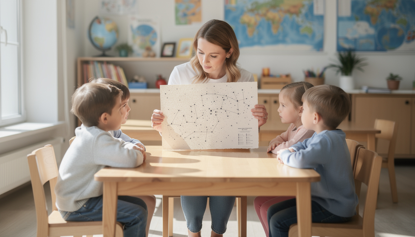découvrez comment utiliser une carte de constellation en maternelle pour initier les jeunes élèves à la géographie de manière ludique et interactive.