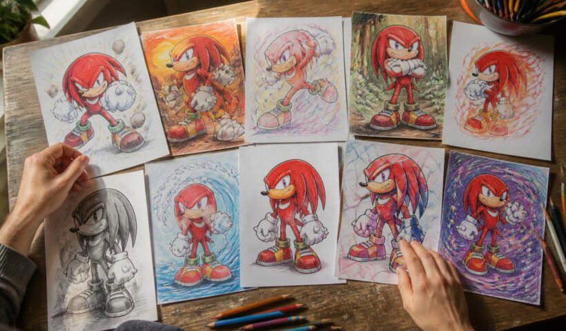 explorez 10 idées originales de coloriage knuckles, parfaites pour les fans de sonic qui souhaitent exprimer leur créativité et redécouvrir leur personnage préféré.